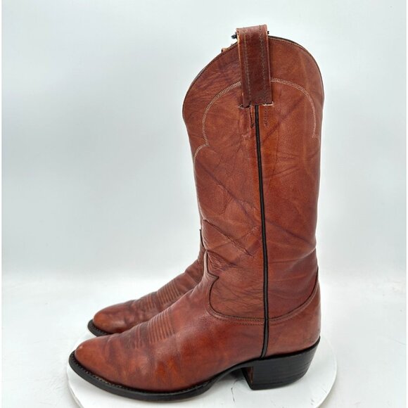 Tony Lama 5084 Men Size 8D Brown Marble Leather Pull On Western Cowboy Boot - Picture 1 of 13
